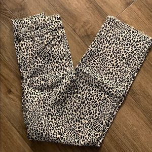 Cheetah print high waisted boot cut jeans